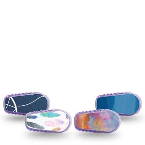 ExpressionMed Airborne Variety Pack Dexcom G6 Sticker 4-Pack Sticker Variety Fragile Feather Sunset,  Decorative Decal CGM Design