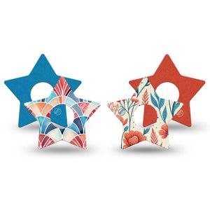 ExpressionMed Teal Rouge Freestyle Libre 3 and Libre 3 Plus Star, 4-Pack Tape teal botanical design Decorative Adhesive Tape for Continuous Glucose Monitor