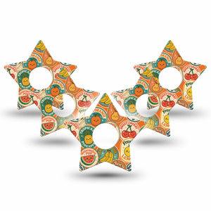 ExpressionMed Fruit Stickers Freestyle Libre 3 and Libre 3 Plus Star, 5-Pack Adorable food stickers Decorative Patch for Continuous Glucose Monitor