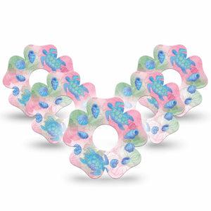 ExpressionMed Turtley One-derful Freestyle Libre 3 and Libre 3 Plus Flower, 5-Pack Seashells hibiscus Sensor Cover for Continuous Glucose Monitor