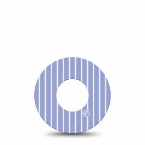 ExpressionMed Blue Stripes Freestyle Libre, Libre 2 Plus, and Abbott Lingo, Single Tape Blue coastal stripe Fixing Ring Patch for CGM