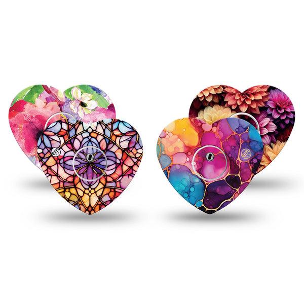 ExpressionMed Prism Ink Freestyle Libre 3 and Libre 3 Plus Heart, tape and sticker rainbow ink style Patch for CGM