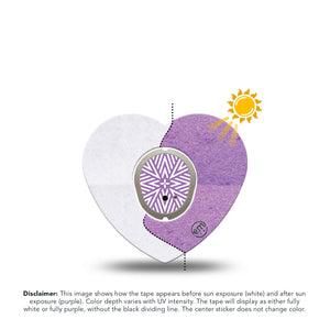 ExpressionMed Solar Violet Dexcom G7 Heart Shape Tape, Dexcom Stelo Glucose Biosensor System, Single Tape and Single Sticker Sunlight-Responsive Color, Overlay Patch CGM Design