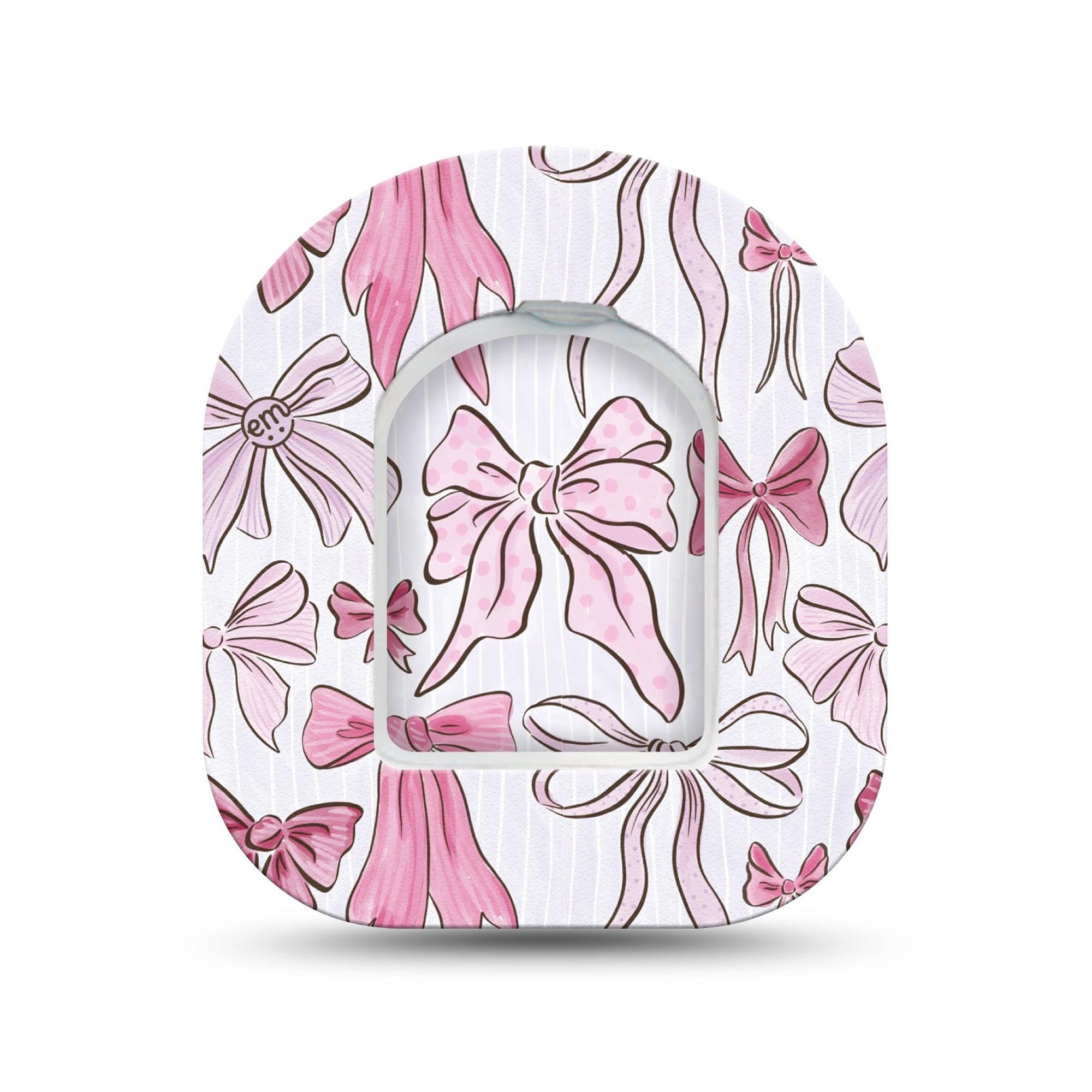 ExpressionMed Bows and Ribbons Omnipod Surface Center Sticker and Tape  Beautiful Pink Bow, Vinyl Sticker and Tape Design Pump Design