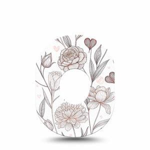 ExpressionMed Minimalist Botanical Dexcom G7 and Dexcom Stelo Glucose Biosensor System, Single Tape Subtle plant illustration Fixing Ring Patch for CGM