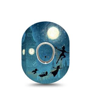 ExpressionMed Starlight Flyers Dexcom G7 and Dexcom Stelo Glucose Biosensor System, Single Tape and Single Sticker clock tower night view Overlay Patch for CGM