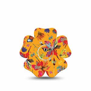 ExpressionMed Buzzing Wings Freestyle Libre 3 and Libre 3 Plus Flower Shape Tape Single Tape and Single Sticker Winged Insects, Plaster CGM Design