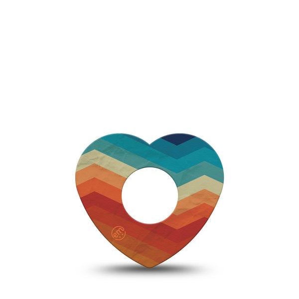 ExpressionMed Retro Winter Coat Infusion Set Heart Shape Tape, 5-Pack Tape Geometric Retro Print, Adhesive Tape Continuous Glucose Monitor Design