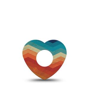 ExpressionMed Retro Winter Coat Infusion Set Heart Shape Tape, 5-Pack Tape Geometric Retro Print, Adhesive Tape Continuous Glucose Monitor Design