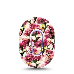 ExpressionMed Maroon Flowers Dexcom G6 Mini Tape, Single Tape and Single Sticker Feathery Petals, Adhesive Tape CGM Design