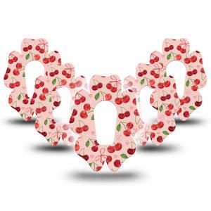 ExpressionMed Cherries Dexcom G6 Flower Shape Tape, 5-Pack Tape Red Cherries,  Adhesive Patch Continuous Glucose Monitor Design