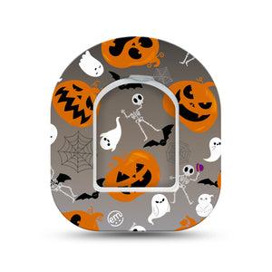 ExpressionMed Halloweeny Omnipod Surface Center Sticker and Mini Tape Spooky Season Themed Vinyl Sticker and Tape Design Pump Design