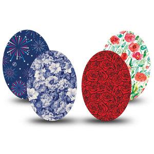 ExpressionMed Heritage Floral Medtronic Guardian Enlite Universal Oval, 4-Pack Tape traditional floral design Best Covers for CGM