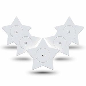 ExpressionMed White Freestyle Libre 2 and Libre 2 Plus Star Shape Tape, Abbott Lingo,  5-Pack Tape and 5-Pack Sticker Crisp Texture, Adhesive Tape CGM Design