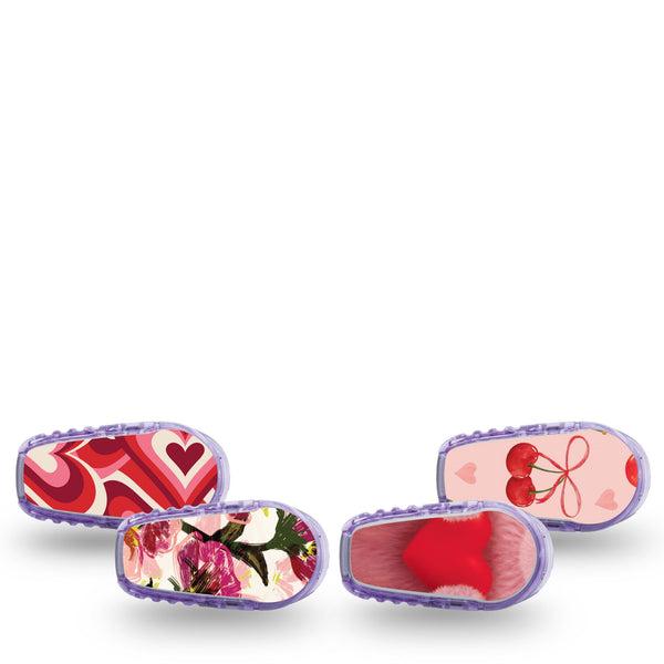 ExpressionMed Bear Hugs Dexcom G6 Sticker, 4-Pack Sticker Cute hearts and florals Adhesive Tape for CGM