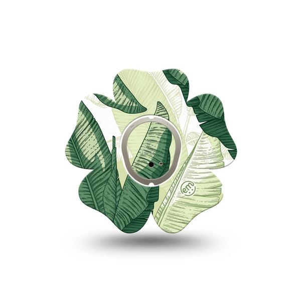 ExpressionMed Palm Leaf Dexcom G7 and Dexcom Stelo Glucose Biosensor System Flower, Single Tape and Single Sticker Shades of green  Patch for CGM