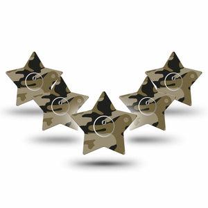 ExpressionMed Camo Freestyle Libre 3 and Libre 3 Plus Star Shape Tape 5-Pack Tape and 5-Pack Sticker Urban Gray Overlay Tape CGM Design