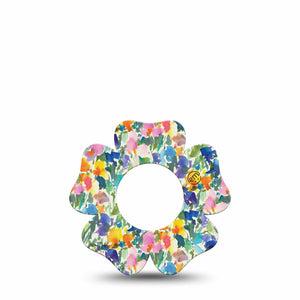 ExpressionMed Summer Fling Freestyle Libre 2 and Libre 2 Plus Flower Shape Tape, Abbott Lingo, Single Tape Brushstroke Garden, Plaster CGM Design