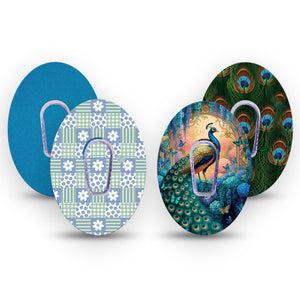 ExpressionMed Ornate Peacock Dexcom G6, tape and sticker  vibrant feather aesthetic Waterproof Plaster for Continuous Glucose Monitor
