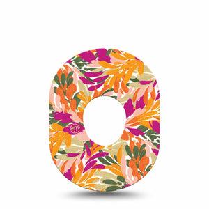 ExpressionMed Retro Brush Stroke Dexcom G7 Tape, Dexcom Stelo Glucose Biosensor System, Single Tape Orange Pink Brush Stroke Pattern, Overlay Tape CGM Design