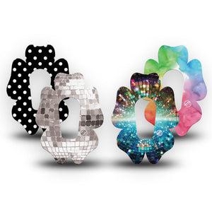 ExpressionMed Disco Pop Dexcom G6 Flower, 4-Pack Tape funky graphic style Overlay Patch for Continuous Glucose Monitor