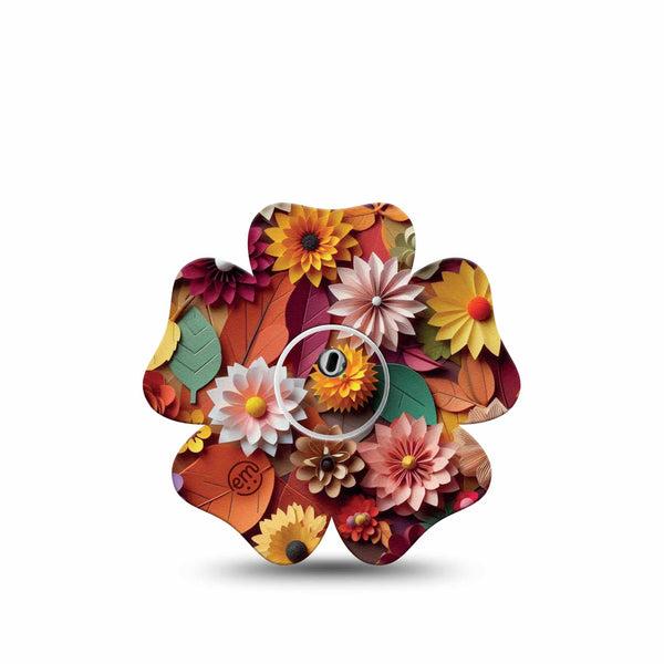 ExpressionMed 3D Floral Freestyle Libre 3 Flower Shape Tape Single Tape and Single Sticker Paper Flower Craft Inspired, Plaster CGM Design