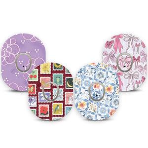 ExpressionMed Darling Details Dexcom G7 and Dexcom Stelo Glucose Biosensor System, 4-Pack Tape and 4-Pack Sticker, Dainty prints Decorative Decal for CGM