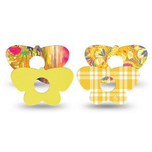 ExpressionMed Sunlit Yellow Freestyle Libre 3 and Libre 3 Plus Butterfly, 4-Pack Tape yellow flower pattern Waterproof Plaster for CGM