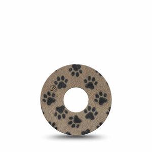 ExpressionMed Fuzzy Pawprints Freestyle Libre 3 and Libre 3 Plus, Single Tape Textile inspired  Overlay Patch for Continuous Glucose Monitor