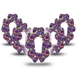 ExpressionMed Neon Skulls Dexcom G6 Flower Shape Tape, 5-Pack Tape Art Skulls Stars, Adhesive Patch Continuous Glucose Monitor Design
