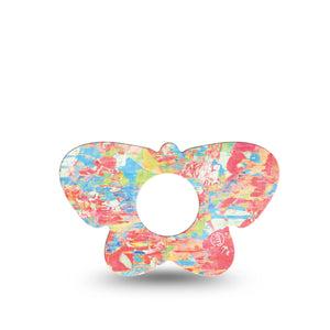 ExpressionMed Faded Summer Infusion Set Butterfly Shape Tape 5-Pack Tape Art Faded Coral Print, Plaster Continuous Glucose Monitor Design