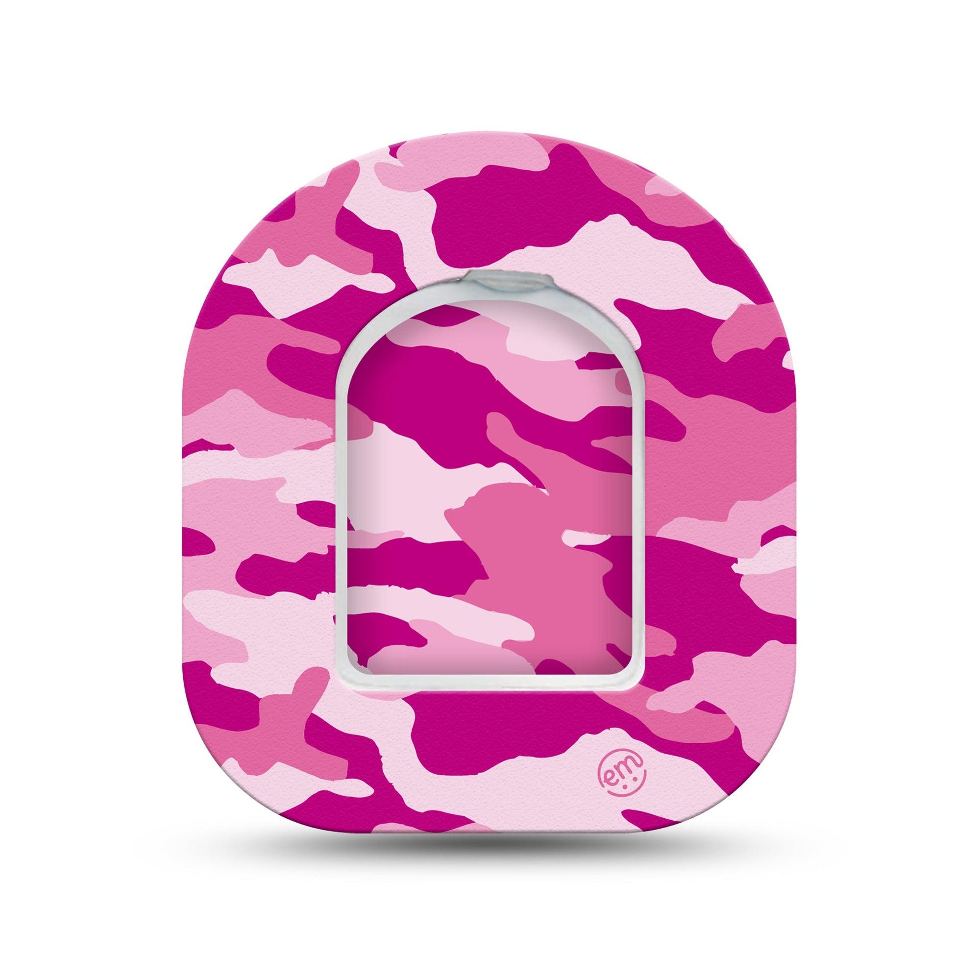 ExpressionMed Pink Camo Omnipod Surface Center Sticker and Mini Tape Pink And Magenta Camouflage Inspired Vinyl Sticker and Tape Design Pump Design