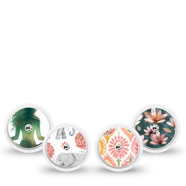 ExpressionMed Balance Bloom Freestyle Libre, Libre 2 Plus, and Abbott Lingo Sticker, 4-Pack Sticker calming botanical illustration Overlay Patch for Continuous Glucose Monitor