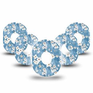 ExpressionMed Cherry Blossom Dexcom G7 Tape, Dexcom Stelo Glucose Biosensor System, 5-Pack Tape Dainty White Blossoms, Overlay Tape CGM Design