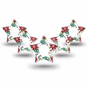 ExpressionMed Christmas Wreath Dexcom G7 Star Shape Tape, Dexcom Stelo Glucose Biosensor System,  5-Pack Tape Happy Holidays Themed Wreath, Overlay Patch CGM Design