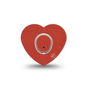 ExpressionMed Cherry Red Dexcom G7 Heart Shape Tape, Dexcom Stelo Glucose Biosensor System, Single Tape and Single Sticker Solid Red, Overlay Patch CGM Design