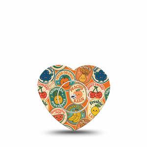 ExpressionMed Fruit Stickers Freestyle Libre, Libre 2 Plus, and Abbott Lingo Heart, Single Tape and Single Sticker Cartoonish fruits Decorative Adhesive Tape for CGM