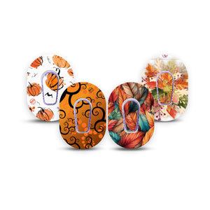 ExpressionMed Halloweeny Variety Pack Dexcom G6 Mini Tape 4-Pack Tape and 4-Pack Sticker Variety Pumpkins and Fall Motifs Adhesive Tape CGM Design