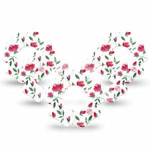 ExpressionMed Rose Garden Freestyle Libre 2 and Libre 2 Plus Flower Shape Tape, Abbott Lingo, 5-Pack Tape Garden Roses, Plaster CGM Design