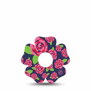 ExpressionMed Pretty Pink Roses Freestyle Libre 3 and Libre 3 Plus Flower Shape Tape Single Tape Pink Flowers, Plaster CGM Design