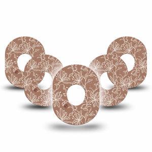 ExpressionMed Mocha Mousse Lace Dexcom G7 Tape, Dexcom Stelo Glucose Biosensor System, 5-Pack Tape Summer Floral Mocha, Overlay Tape CGM Design
