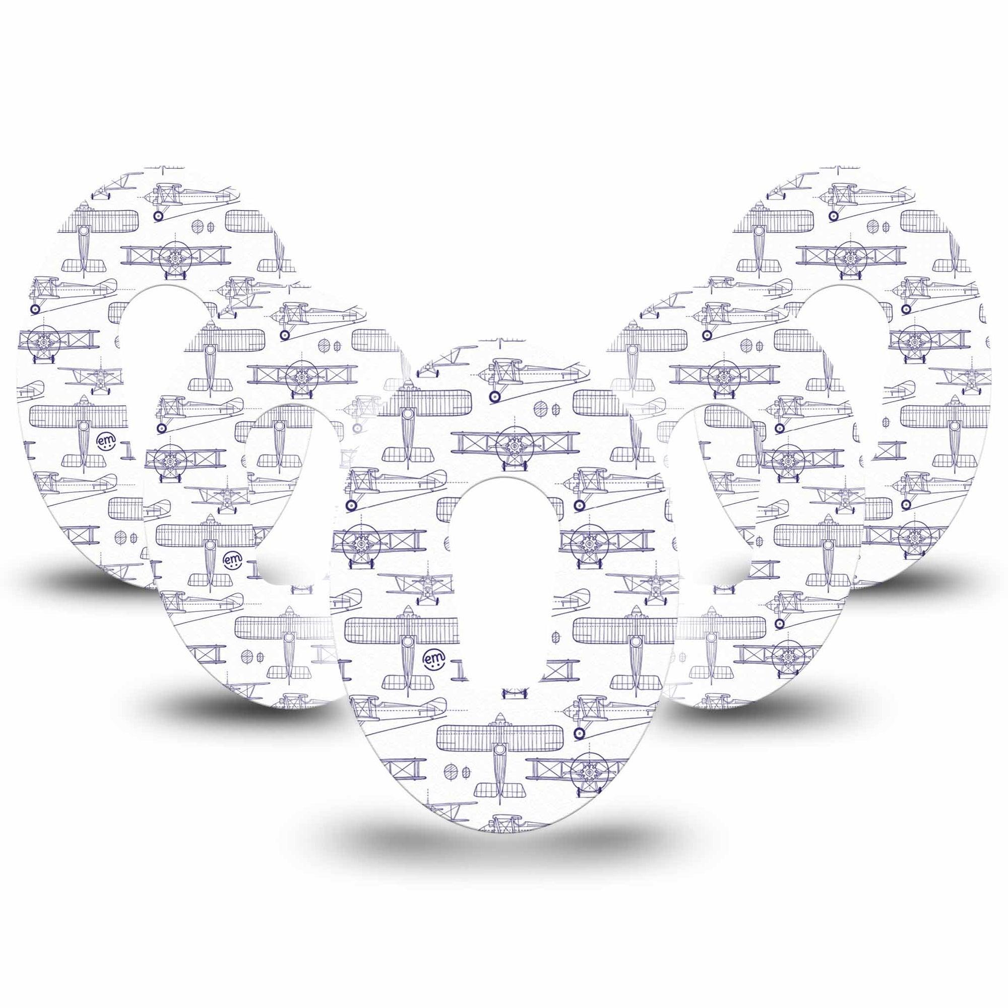 ExpressionMed Airplane Dexcom G6 Tape, 5-Pack Tape Glider Planes, Plaster Continuous Glucose Monitor Design