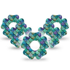 ExpressionMed Mermaid Scales Infusion Flower, 10-Pack ocean shimmer texture Fixing Ring Patch For Pump