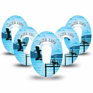 ExpressionMed Lake Life Dexcom G6 Tape 5-Pack Swimming Summertime Lake Plaster CGM Design