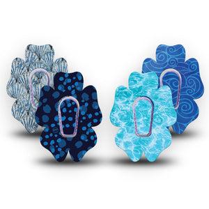 ExpressionMed Coastal Blues Dexcom G6 Flower, tape and sticker  beach inspired pattern Decorative Patch for CGM