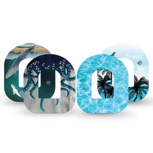 ExpressionMed Poolside Tide Omnipod, 4-Pack Tape tidal wave pattern Decorative Adhesive Tape For Pump