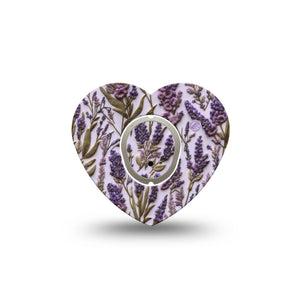 ExpressionMed Stitched Bloom Dexcom G7 and Dexcom Stelo Glucose Biosensor System Heart, Single Tape and Single Sticker Purple lavender stems Best Covers for CGM