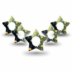 ExpressionMed Jungle Cat Dexcom G7 and Dexcom Stelo Glucose Biosensor System Star, 5-Pack Black cat green grasses Decorative Adhesive Tape for Continuous Glucose Monitor