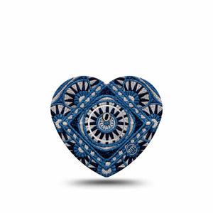 ExpressionMed Indigo Loomwork Freestyle Libre 3 and Libre 3 Plus Heart, Single Tape and Single Sticker Masculine abstract print Patch for CGM