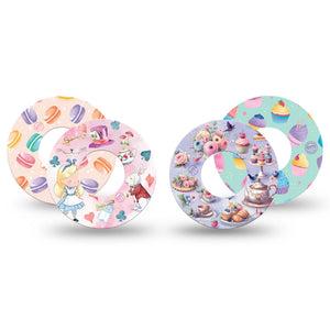 ExpressionMed Mad Hatter's Delight Variety Pack Freestyle Libre and Libre 2 Plus Tape, Abbott Lingo, 4-Pack Tape Variety Pink Purple Teal Pastels, Fixing Ring Tape Continuous Glucose Monitor Design